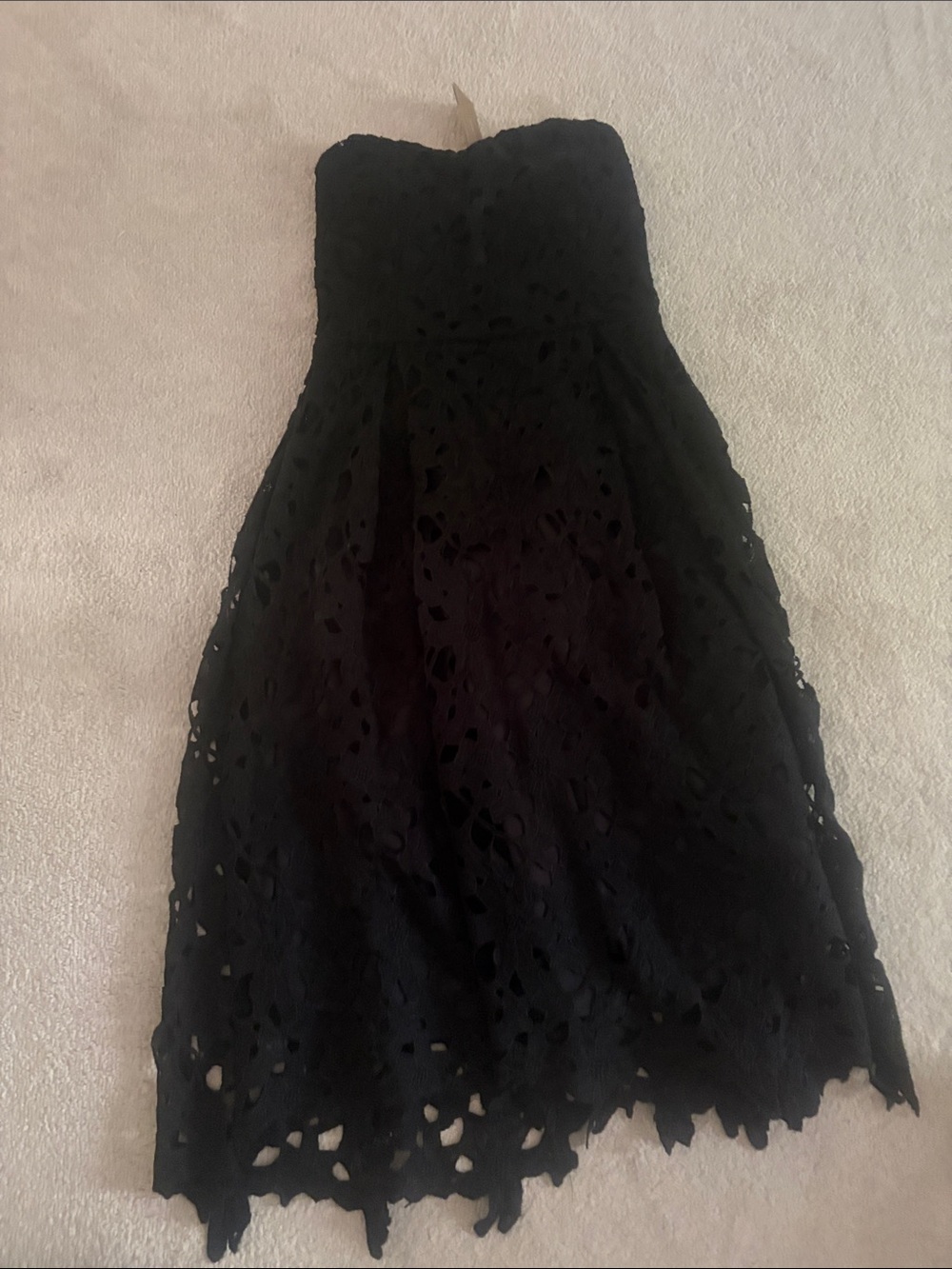 Alya Strapless Black Lace Midi Dress